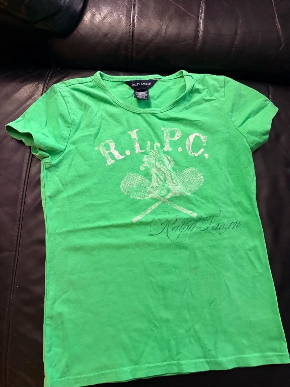 Girls Ralph Lauren Bright Green Crewneck Tee sz 8/10